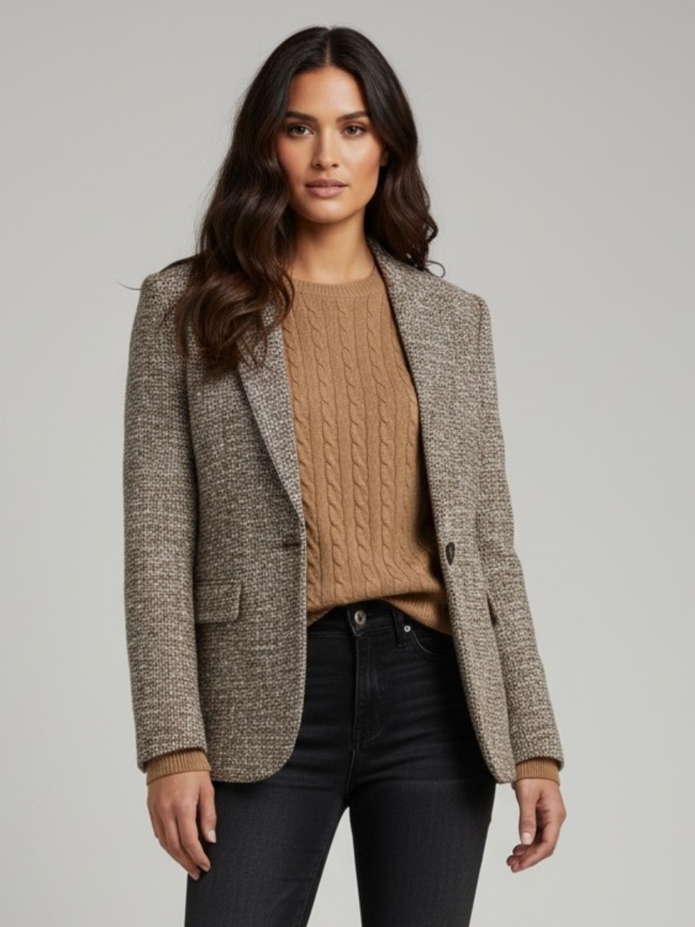 Vintage Marshall Fields Cashmere Cable Knit Crewneck Sweater - Camel Brown L
